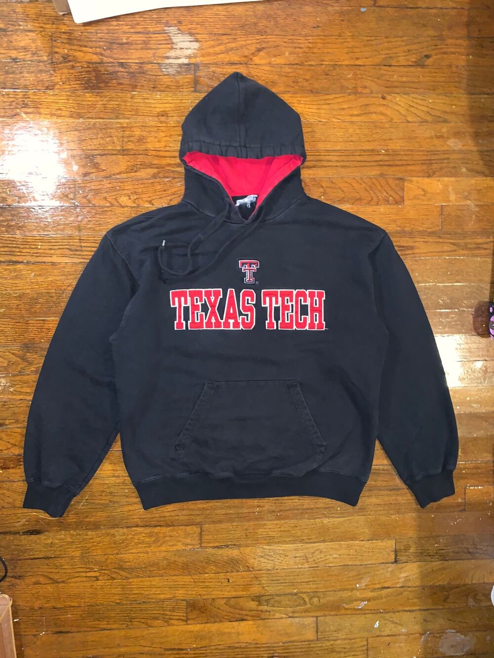 Texas Tech Red Raiders Hoodie Mens Large Black Embroidered NCAA Pullover Y2K